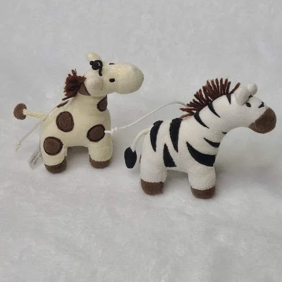Lot of 2 Safari Mobile Mini Plush Zebra Giraffe Loose Replacement Ornaments - Picture 2 of 7